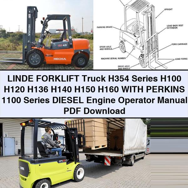 Linde Forklift Truck H354 Series H100 H120 H136 H140 H150 H160 Perkins 1100 Diesel Engine Operator Operator's Manual PDF