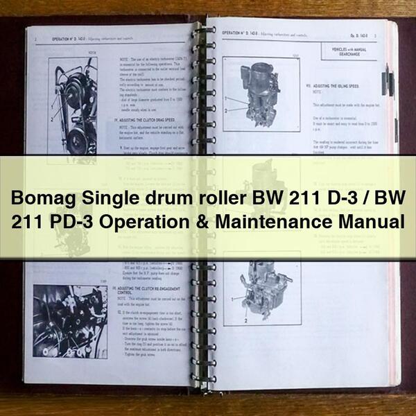 Bomag Single Drum Roller BW 211 D-3/bw PD-3 Operation Service Repair Workshop Manual PDF