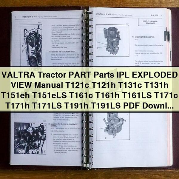 Valtra Tractor T121c, T121h, T131c, T131h, T151eh, T151els, T161c, T161h, T161ls, T171c, T171h, T171ls, T191h, T191LS Parts IPL Exploded View Service Repair Workshop Manual PDF