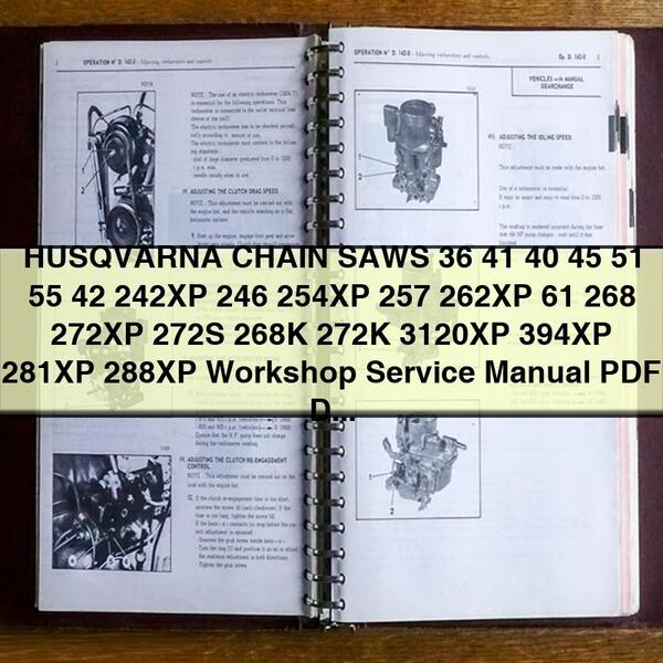 Husqvarna Chain Saws 36, 41, 40, 45, 51, 55, 42, 242xp, 246, 254xp, 257, 262xp, 61, 268, 272xp, 272s, 268k, 272k, Service Repair Workshop Manual PDF