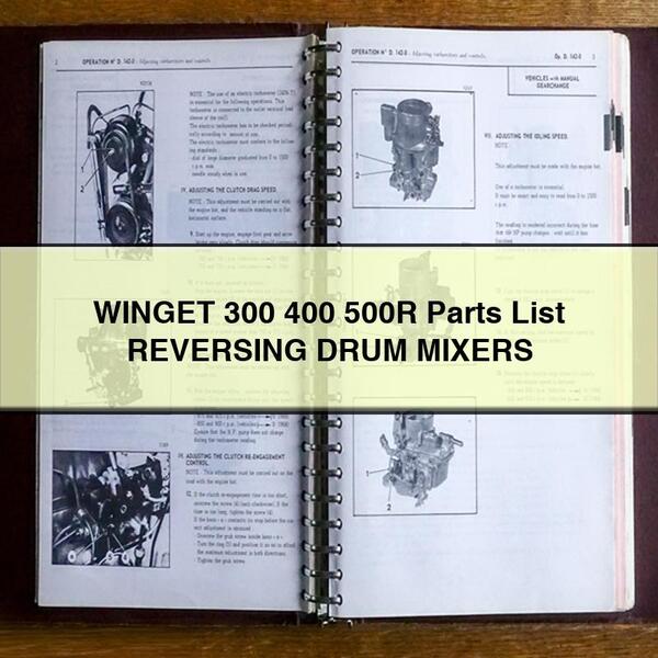 Winget 300 400 500R Reversing Drum Mixers Parts Catalog PDF