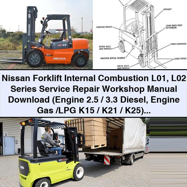 Nissan Forklift Internal Combustion L01 L02 Series (2.5/3.3 Diesel, K15/k21/k25 Gas/lpg) Service Repair Workshop Manual PDF
