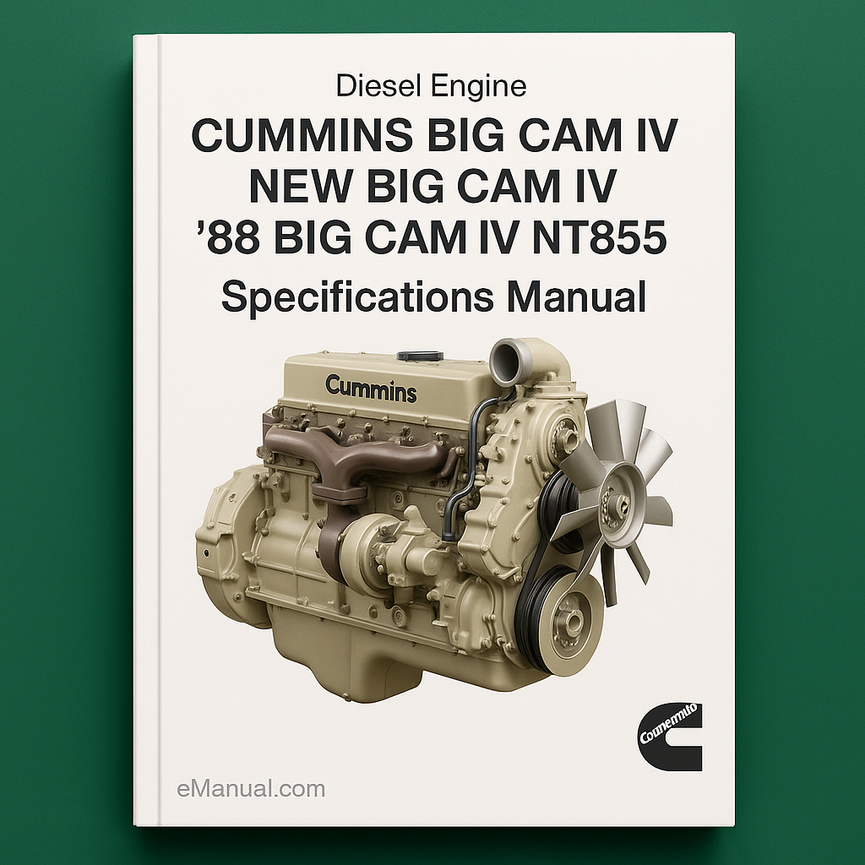 Cummins Big Cam IV New Big Cam IV 88 Big Cam IV NT855 Diesel Engine Specifications Manual