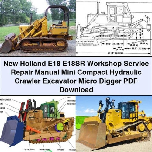 New Holland E18 E18SR Workshop Service Repair Manual Mini Compact Hydraulic Crawler Excavator Micro Digger
