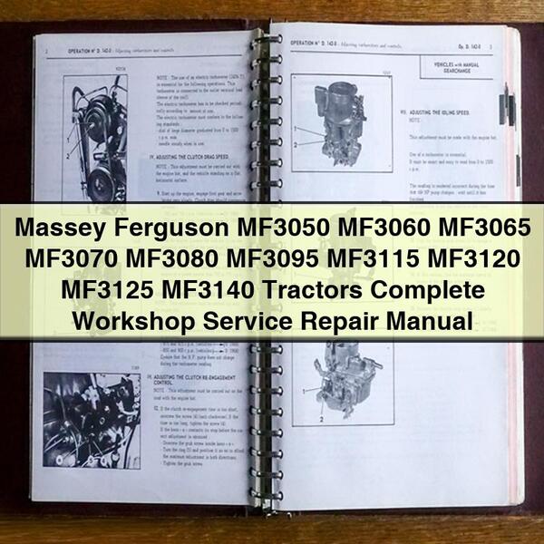 Massey Ferguson MF3050 MF3060 MF3065 MF3070 MF3080 MF3095 MF3115 MF3120 MF3125 MF3140 Tractors Complete Workshop Service Repair Manual