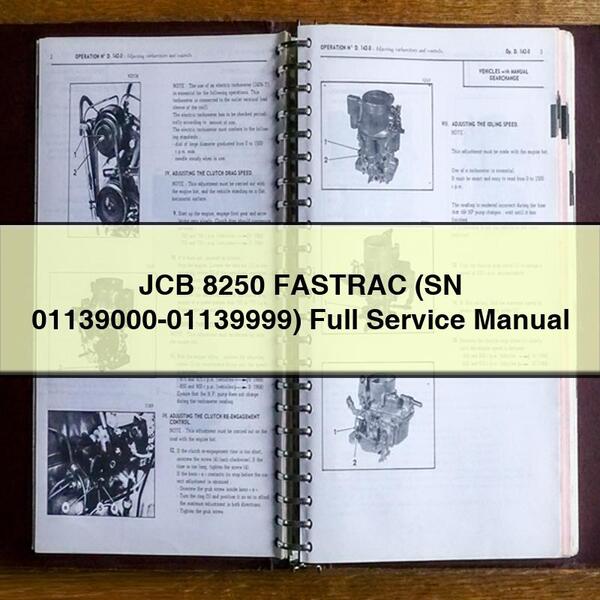 JCB 8250 FASTRAC (SN 01139000-01139999) Full Service Repair Manual