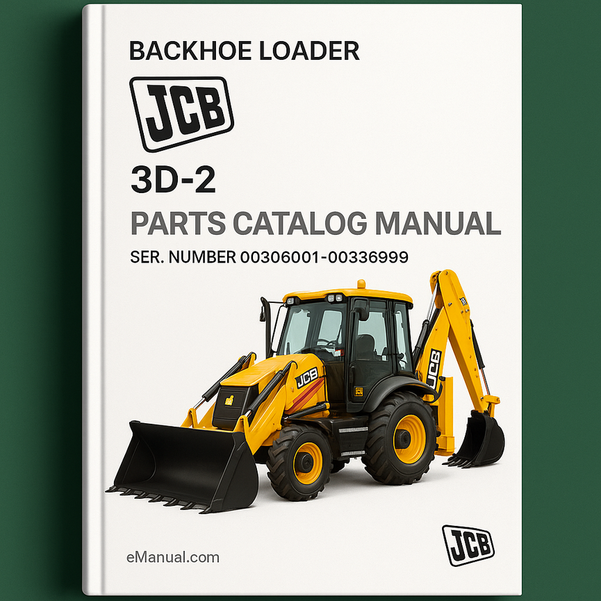 JCB 3D-2 Backhoe Loader Parts Catalog Manual (SER. Number 00306001-00336999)