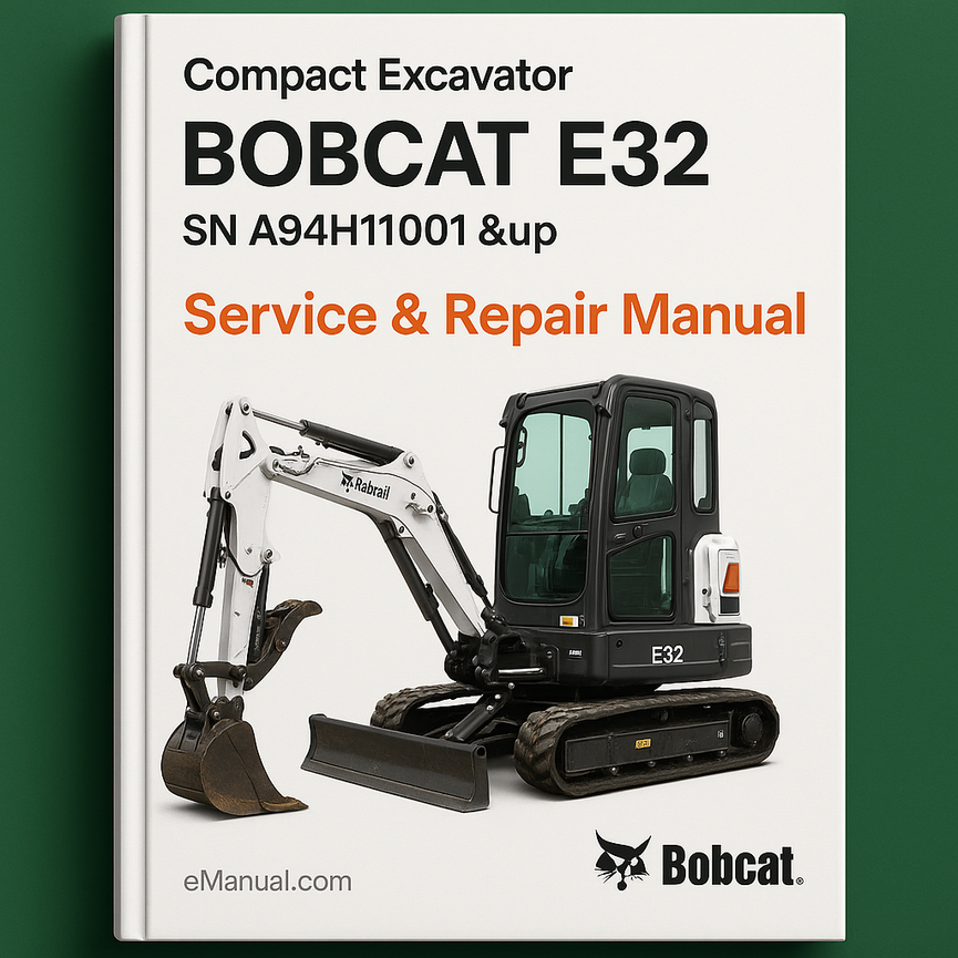 BOBCAT E32 Compact Excavator SN A94H11001 &up Service Repair Manual