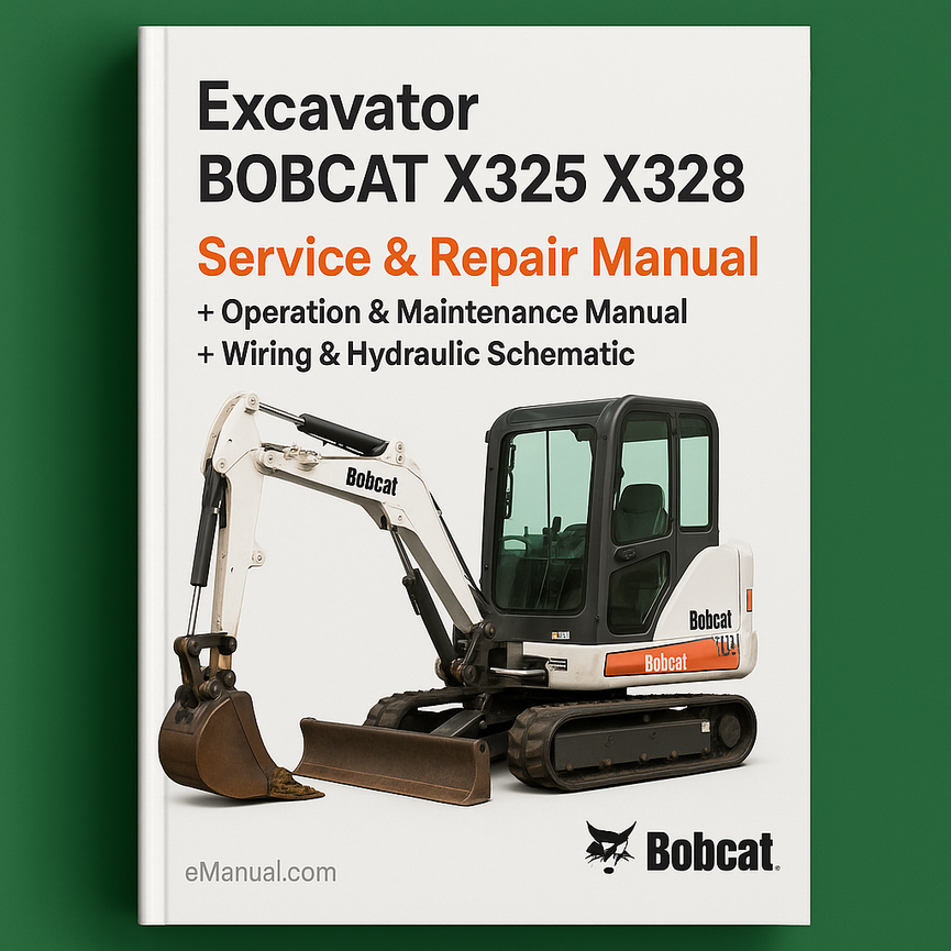Bobcat X325 X328 Excavator Service Repair Manual + Operation & Maintenance Manual + Wiring & Hydraulic Schematic (325 S/N 514013001 & Above 328 S/N 516611001 &