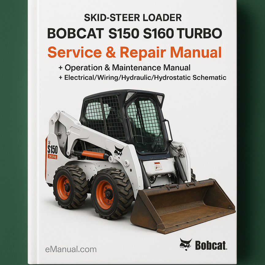 Bobcat S150 S160 Turbo Skid-Steer Loader Service Repair Manual + Operation & Maintenance Manual + Electrical/Wiring/Hydraulic/Hydrostatic Schematic
