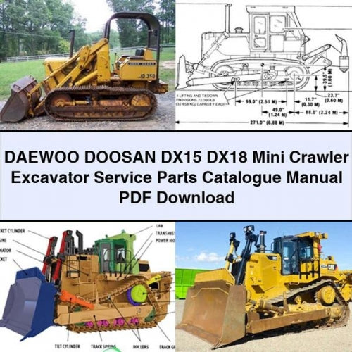 DAEWOO DOOSAN DX15 DX18 Mini Crawler Excavator Service Parts Catalogue Manual