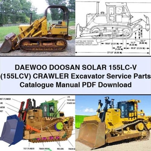 DAEWOO DOOSAN SOLAR 155LC-V (155LCV) Crawler Excavator Service Parts Catalogue Manual