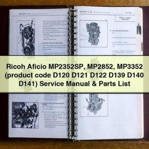 Ricoh Aficio MP2352SP MP2852 MP3352 (product Code D120 D121 D122 D139 D140 D141) product D141 List Parts Catalog PDF