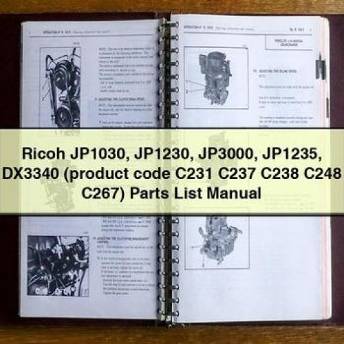 Ricoh JP1030 JP1230 JP3000 JP1235 DX3340 (product Code C231 C237 C238 C248 C267) Parts Catalog PDF