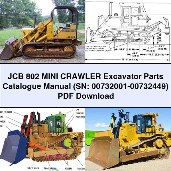 JCB 802 MINI Crawler Excavator Parts Catalogue Manual (SN: 00732001-00732449)