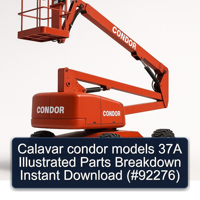 Calavar Condor Models 37A Illustrated Parts Breakdown ( 92276) Service Repair Workshop Manual PDF