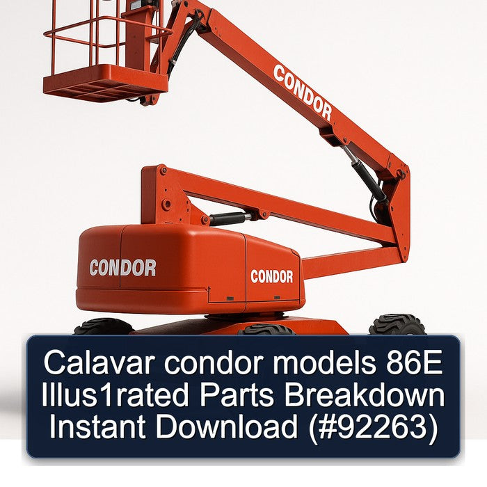 Calavar Condor Models 86E Illus1rated Parts Breakdown ( 92263) Service Repair Workshop Manual PDF