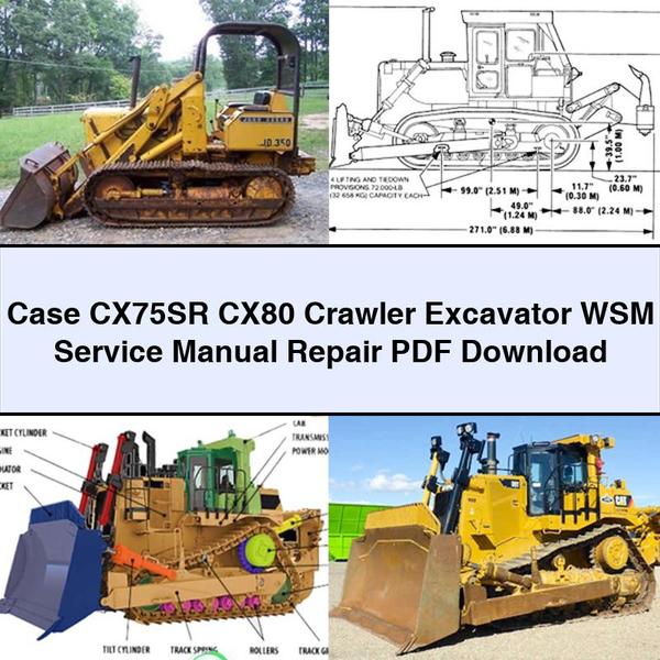 Case CX75SR CX80 Crawler Excavator WSM Service Manual Repair