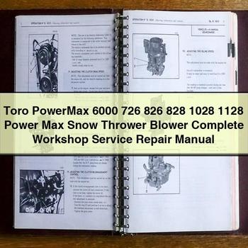Toro Powermax 6000 726 826 828 1028 1128 Power Max Snow Thrower Blower Service Repair Workshop Manual PDF