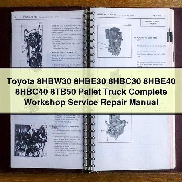 Toyota 8hbw30 8hbe30 8hbc30 8hbe40 8hbc40 8tb50 Pallet Truck Service Repair Workshop Manual PDF