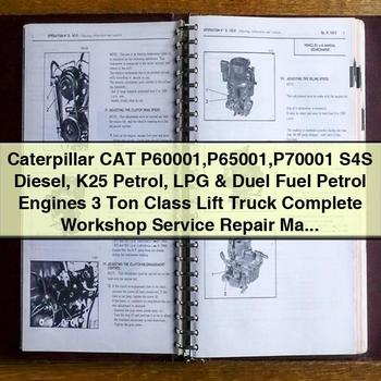 Caterpillar CAT P60001-s4s Diesel K25 Petrol LPG Duel Fuel Engines 3 Ton Class Lift Truck Service Repair Workshop Manual PDF