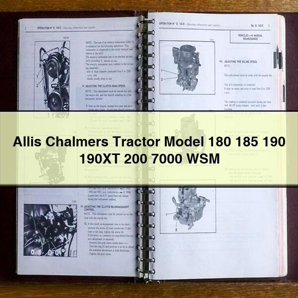 Allis Chalmers Tractor Model 180 185 190 190XT 200 7000 WSM