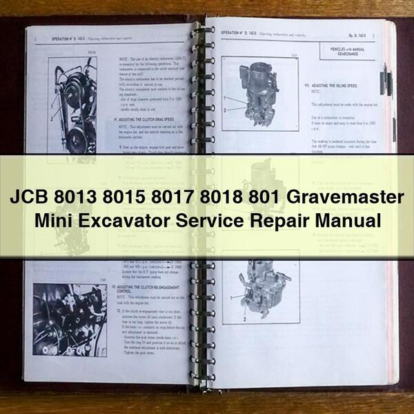 JCB 8013 8015 8017 8018 801 Gravemaster Mini Excavator Service Repair Manual