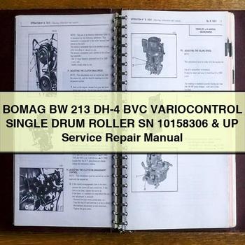 Bomag BW 213 DH-4 BVC Variocontrol Single Drum Roller SN 10158306 UP Service Repair Workshop Manual PDF