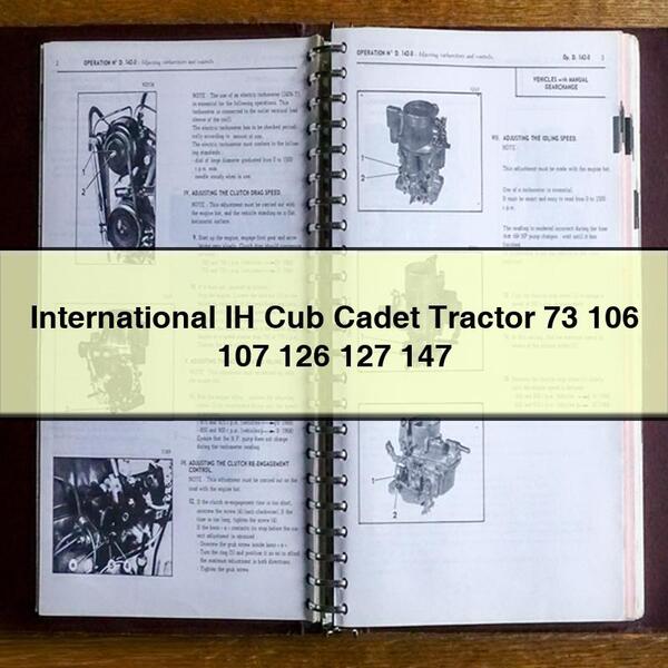 IH International Cub Cadet Tractor 73 106 107 126 127 147