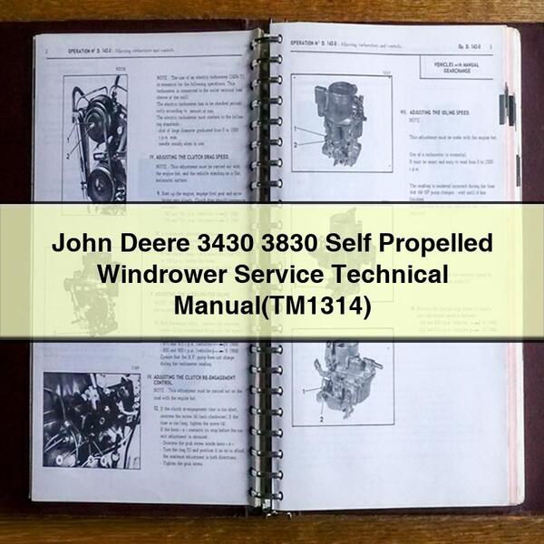 John Deere 3430 3830 Selbstfahrender Schwadmäher - Technisches Wartungshandbuch (TM1314) PDF-Download