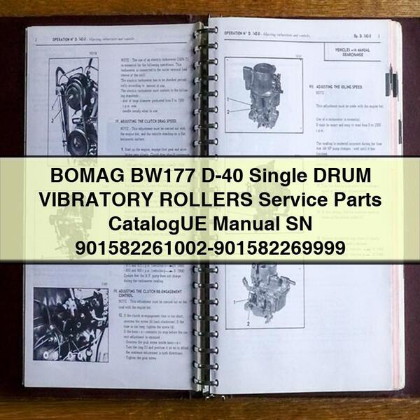 BOMAG BW177 D-40 Single DRUM VIBRATORY ROLLERS Service Parts CatalogUE Manual SN 901582261002-901582269999 PDF Download