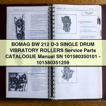 Bomag BW 212 D-3 Single Drum Vibratory Rollers SN 101580350101-101580351259 Parts Catalog PDF