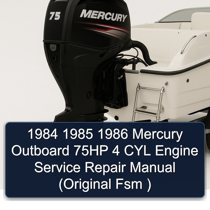1986 Mercury Outboard 75HP 4 Cyl Engine (original Fsm ) Service Repair Workshop Manual PDF