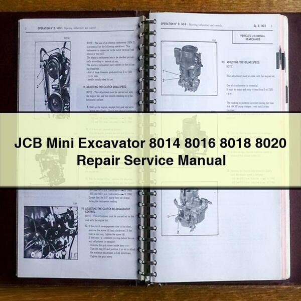 JCB Mini Excavator 8014 8016 8018 8020 Service Repair Manual PDF Download