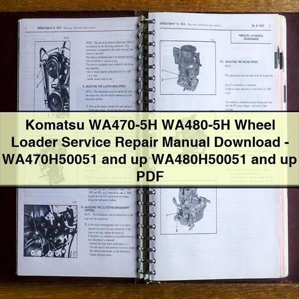 Komatsu WA470-5H WA480-5H Wheel Loader Service Repair Manual -WA470H50051 and up WA480H50051 and up