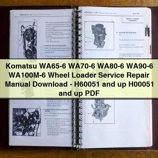 Komatsu WA65-6 WA70-6 WA80-6 WA90-6 WA100M-6 Wheel Loader Service Repair Manual -H60051 and up H00051 and up