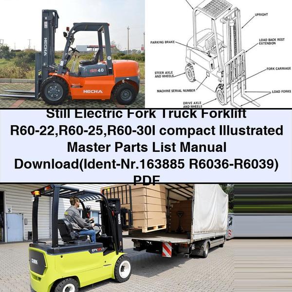 Still Electric Fork Truck Forklift R60-22, R60-25, R60-30I Compact Illustrated Master (ident-nr.163885 R6036-r6039) Parts Catalog PDF