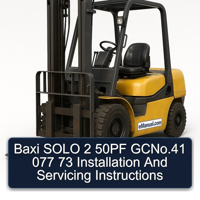 Baxi Solo 2 50PF Gcno.41 077 73 Installation Servicing Service Repair Workshop Manual PDF
