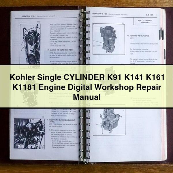 Kohler Single CYLINDER K91 K141 K161 K1181 Engine Digital Workshop Repair Manual