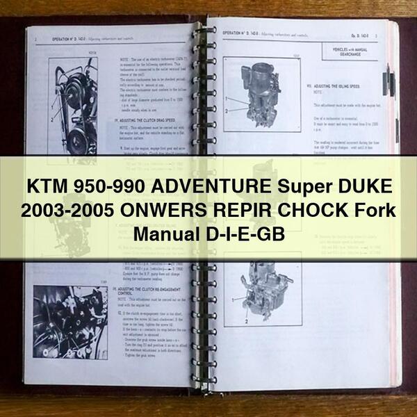 KTM 950-990 ADVENTURE Super DUKE 2003-2005 ONWERS REPIR CHOCK Fork Manual D-I-E-GB PDF Download