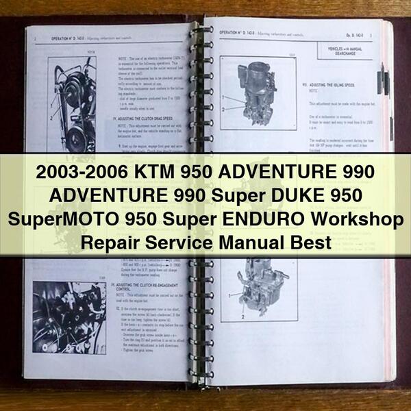 2003-2006 KTM 950 ADVENTURE 990 ADVENTURE 990 Super DUKE 950 SuperMOTO 950 Super ENDURO Workshop Service Repair Manual Best PDF Download