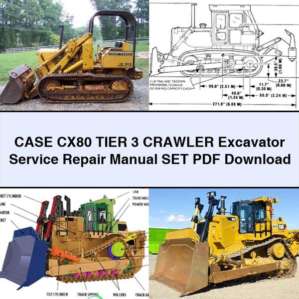 Case CX80 Tier 3 Crawler Excavator SET Service Repair Workshop Manual PDF