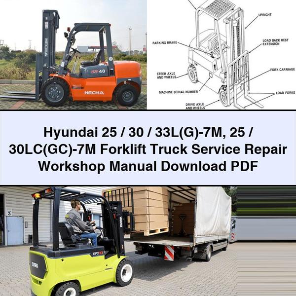 Hyundai 25/30/33L(G)-7M 25/30LC(GC)-7M Forklift Truck Service Repair Workshop Manual