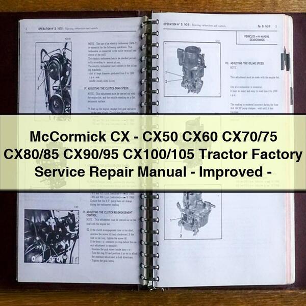 McCormick CX-CX50 CX60 CX70 75 CX80 85 CX90 95 CX100 105 Tractor Factory Service Repair Manual-Improved-PDF