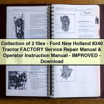 Collection of 2 files-Ford New Holland 8340 Tractor Factory Service Repair Manual & Operator Instruction Manual-Improved-