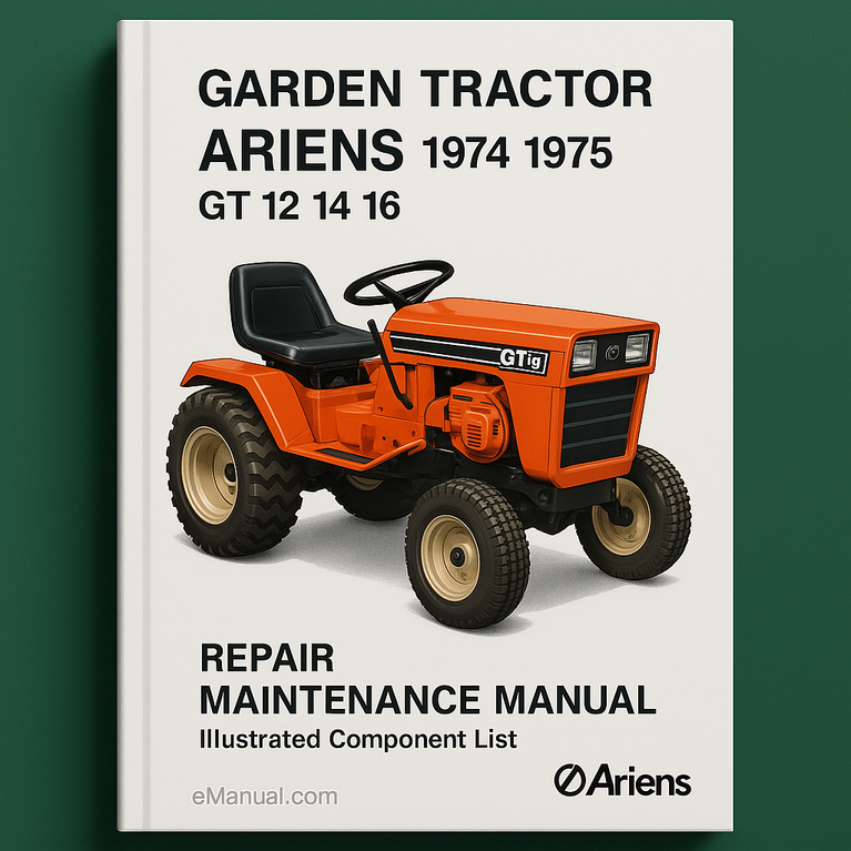 Ariens 1974 1975 Garden Tractor GT 12 14 16 Repair Maintenance Manual Illustrated component List 931 Series