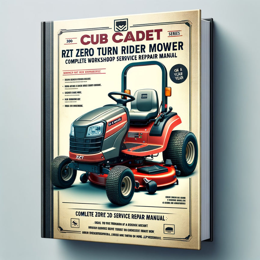 Cub Cadet RZT-Serie Zero Turn Rider Mower Komplette Werkstatt-Service-Reparaturanleitung