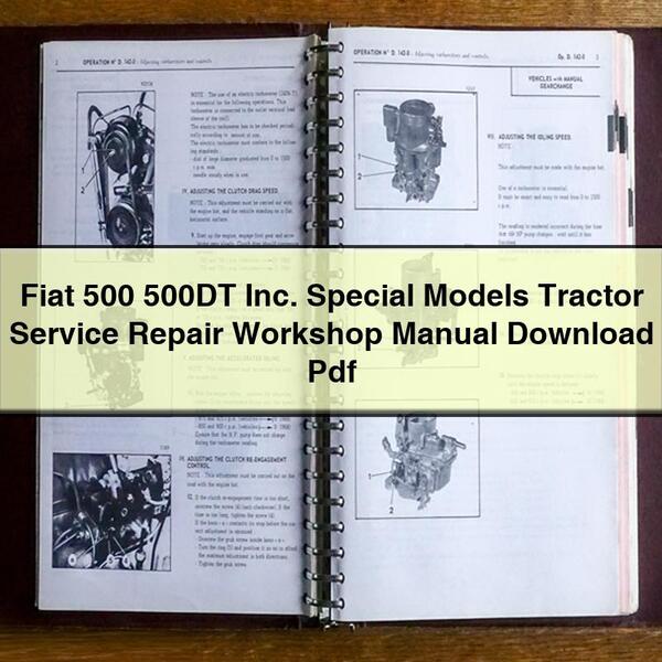 Fiat 500 500DT Inc. Special Models Tractor Service Repair Workshop Manual Pdf