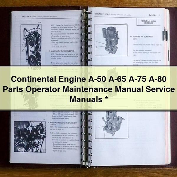 Continental Engine A-50 A-65 A-75 A-80 Parts Operator Maintenance Manual Service Repair Manuals