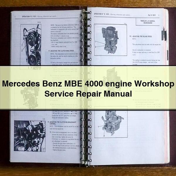 Mercedes Benz MBE 4000 engine Workshop Service Repair Manual PDF Download